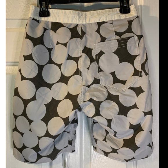Twice Men's Y2K Reversible Shorts Size 28 NEW Gray Stripes Polka Dots 11" Inseam - Picture 4 of 10